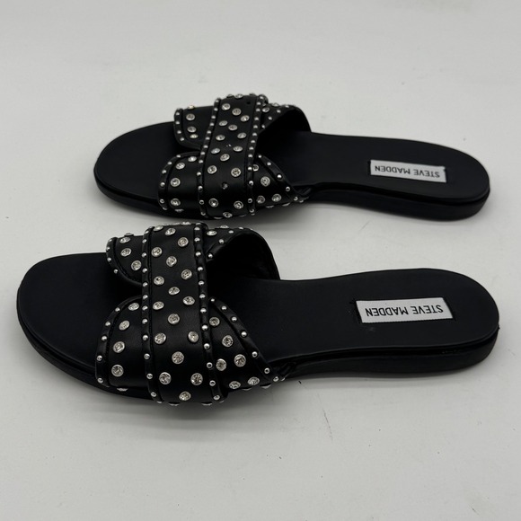 Steve Madden Black Rhinestone‎ Kammi Slide Sandals Women's - Picture 5 of 9